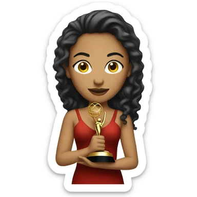 light skin women holding emmy award sticker
