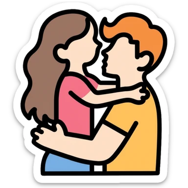 two people hugging each other sticker