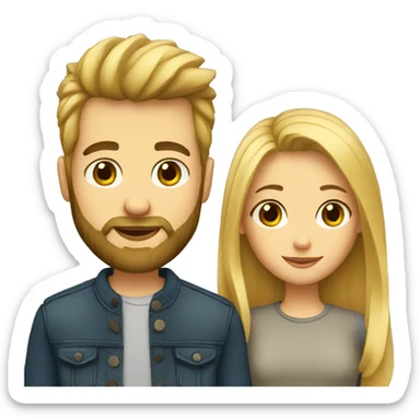 Blonde girl and boyfriend beard sticker