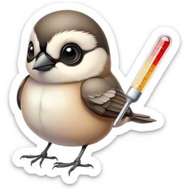 Chickadee with thermometer  sticker