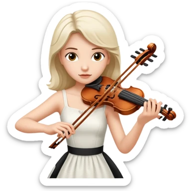 woman playing violin with white dress sticker