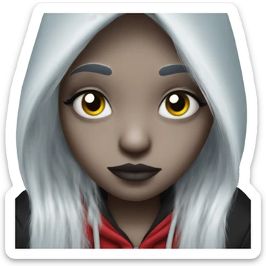 Alternative Emo, Alice In Wonderland, Goth, Style Of Pixar, Silver Hair, Wearing Hoodie, Nose Piercing sticker