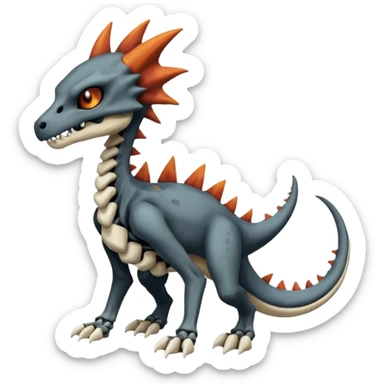 Skeletal Cubone-Salandit-Marowak-Poochyena-Litten-Fakémon-hybrid-creature (full body), 4 legs sticker