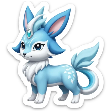 Fluffy floofy furry scaly cute elegant pristine beautiful precious pretty Primarina-Cobalion-Glaceon-Suicune-Amaura-Dialga-fusion sticker