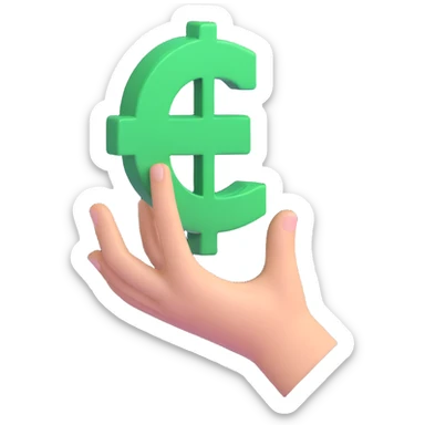 Add a green dollar sign to the stock buy signal emoji with hand pressing a green buy button, financial context, no text, preserve 3D style, with no background. sticker