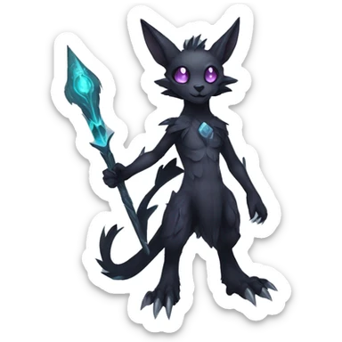 Cute cool fantasy dark-themed animal hybrid Fakemon full body sticker