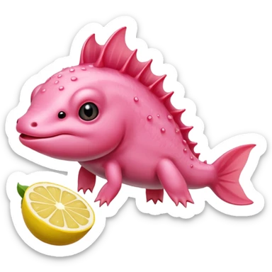 J’aimerais un Axolotl rose qui mange un citron sticker