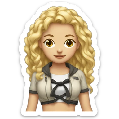 Blonde girl jacket off and tied around waist sticker