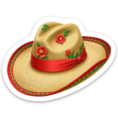 sombrero de paja con listón rojo sticker