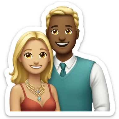 smiling couple with jewelry sticker