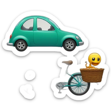 Car with bicycle and dinasour sticker