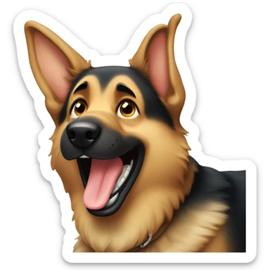 German shepherd laughing hysterically with tears in their eyes  sticker