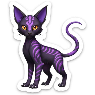 Black edgy Noivern-Litten-Sphynx-Lykoi-Caracal-cat-Fakemon full-body sticker