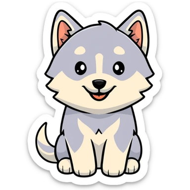 happy light cinnamon colored husky dog, pale tan sticker