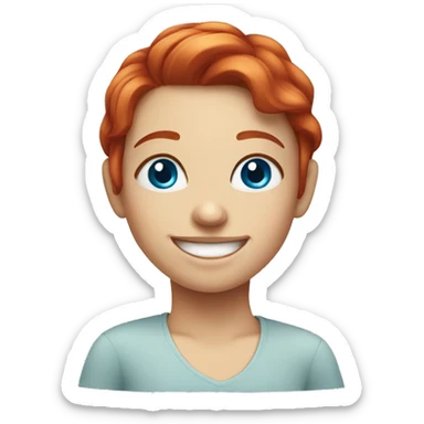 smiling girl with red hair and blue eyes sticker