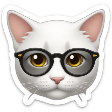 joven gafas piel blanca y gato sticker