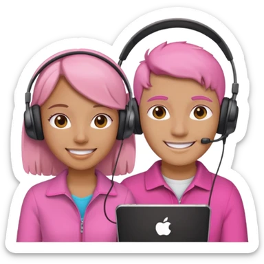 pink video call between 2 people sticker