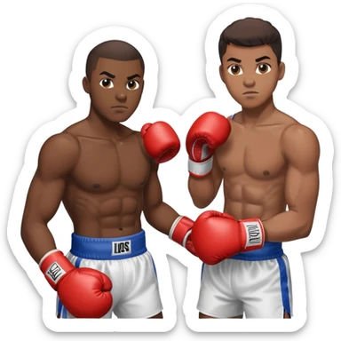 19-year-old Black male boxer in boxing stance, athletic build, boxing gloves sticker