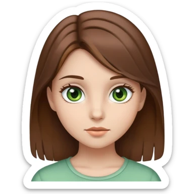 chica con pelo café, tez blanca, y ojos entre verdes y grises  sticker