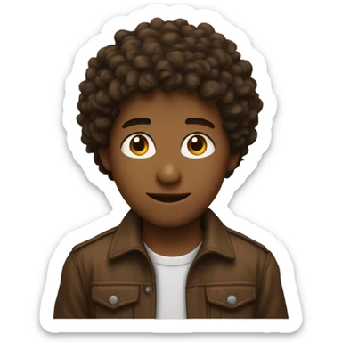 Garçon, cheveux bouclés,yeux marrons légèrement de profil  sticker