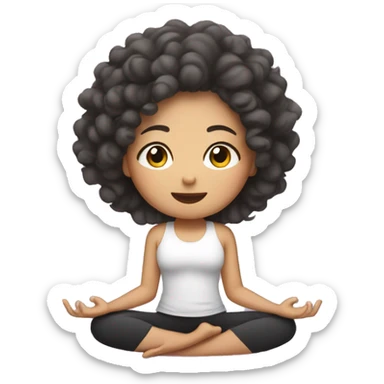 curly hair asian doing yoga sticker
