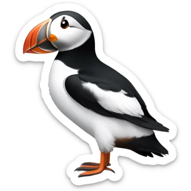 puffin with black polo and name tag sticker