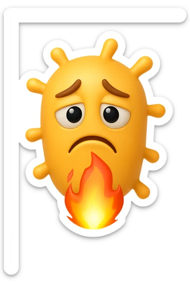 EMOJI STILE IPHONE 3D DI BATTERI INTESTINALI 3D CON ESPRESSIONE TRISTE  IN VOLTO MENTRE SOTTO DI LORO BRUCIA UNA FIAMMA, FAGLI ANCHE LA PARTE BIANCA DEGLI OCCHI, NON SOLO LA PUPILLA sticker