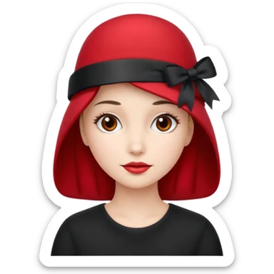 Ladies red hat with ribbon  sticker