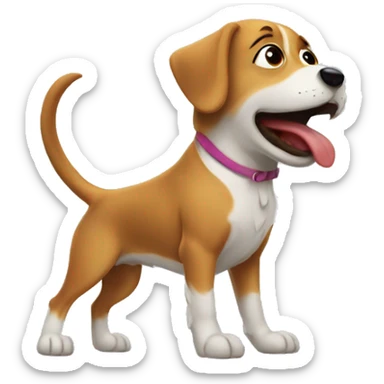 Dog barking to girl sticker