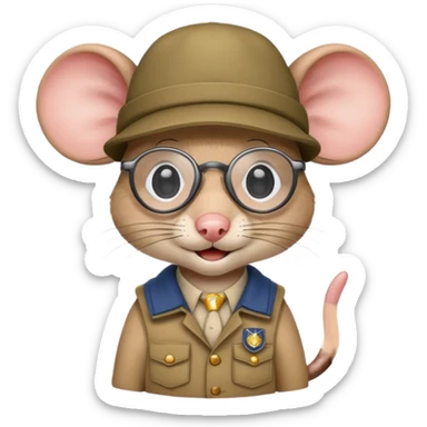 humaniod mice with a scout hat with glasses sticker
