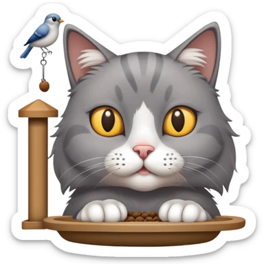Cat watching bird feeder  sticker