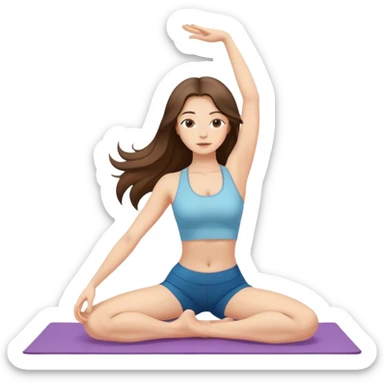 beautiful pale brunette girl with long hair doing yoga  sticker