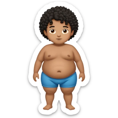 fat person emoji but make him brown skin and curly black hair make it a whole body image and the person is a boy who’s fat even fatter than this add belly rolls sticker