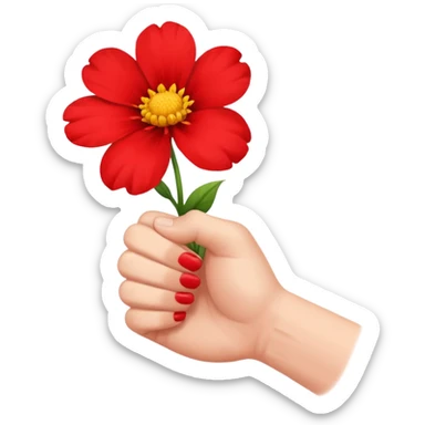A hand grabbing a flower in fist sticker