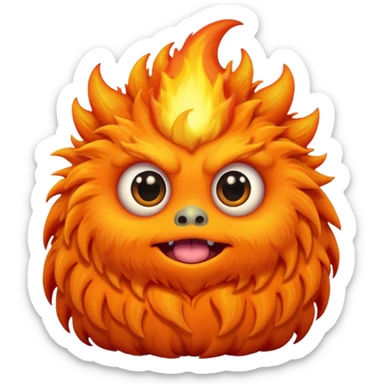 Sleepy cute fluffy flaming monster  sticker
