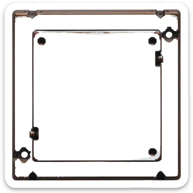 Industrial metal wall block, color #334155 with metallic highlights, metal plate texture with 4 rivets/bolts in corners, slight metallic sheen, solid and indestructible appearance, 32x32 pixels sticker