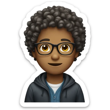 Curly hair boy with glasses sticker
