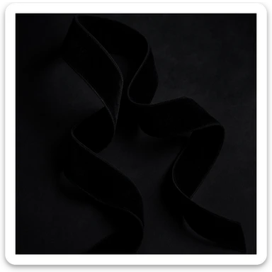 goth black velvet ribbon, dramatic sticker