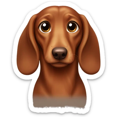 Crying Long-haired brown-reddish dachshund with brown nose sticker