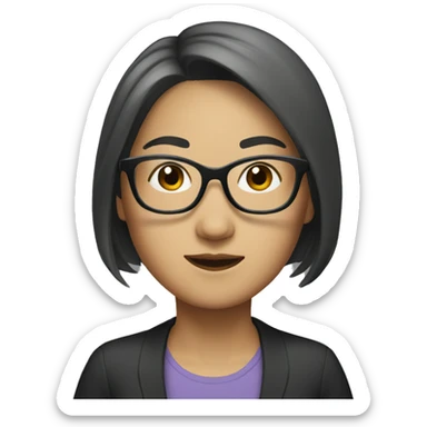 Asian women, with medium hair and glasses sticker