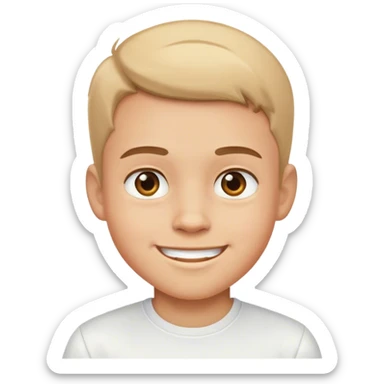 smiling boy in white shirt sticker