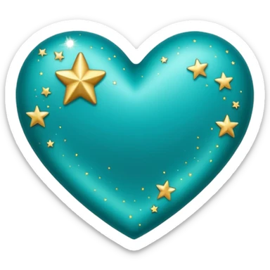 Teal heart with little stars sticker