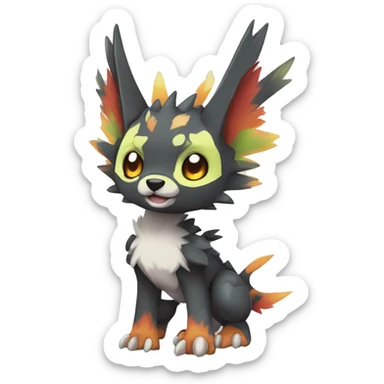 cute cool edgy Digimon-Fakemon-animal with colorful markings full body sticker
