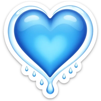 Blue heart inside water flowing sticker