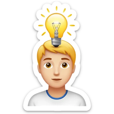 person with light bulb above head, healthy glowing person sticker