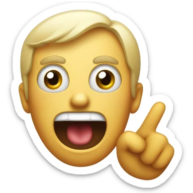 surprised open mouth with a hand shaped on the sign of horn sticker