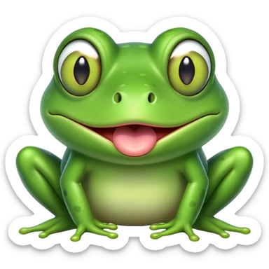Very cartoony green frog with exaggerated features, big bulging cross-eyes, and long tongue sticking out, silly comic expression sticker