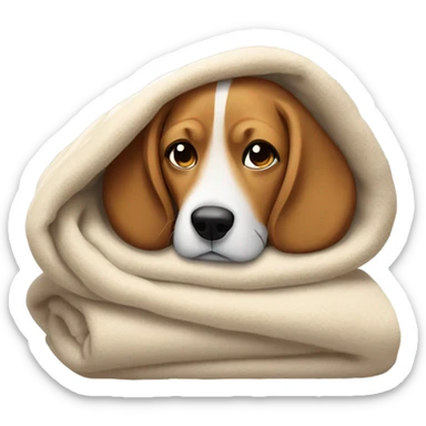 Beagle under warm cozy blanket sticker