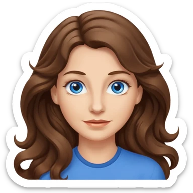 Extra Long wavy hair, brown hair, blue eyes Caucasian not young sticker