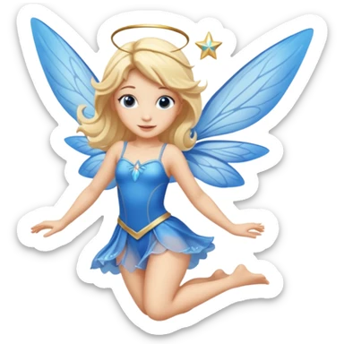 Flying blue fairy with blonde hair sticker
